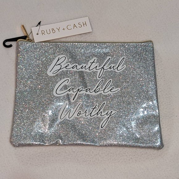 Target Handbags - 🌷4/$20 Ruby + Cash Makeup Pouch Cosmetics Bag Glittery Silver NWT